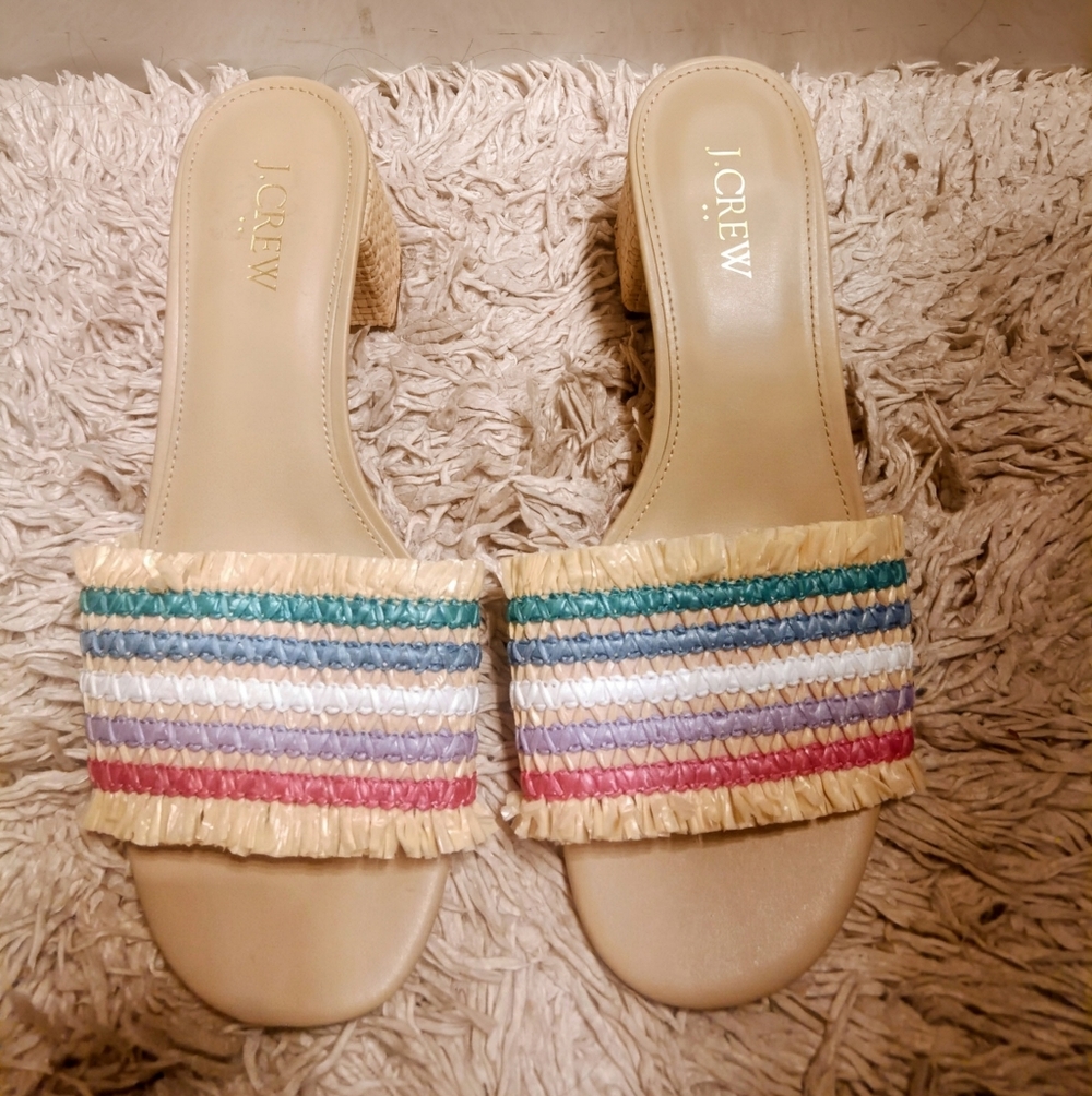 J. Crew Multicolor Woven Mules Size 8